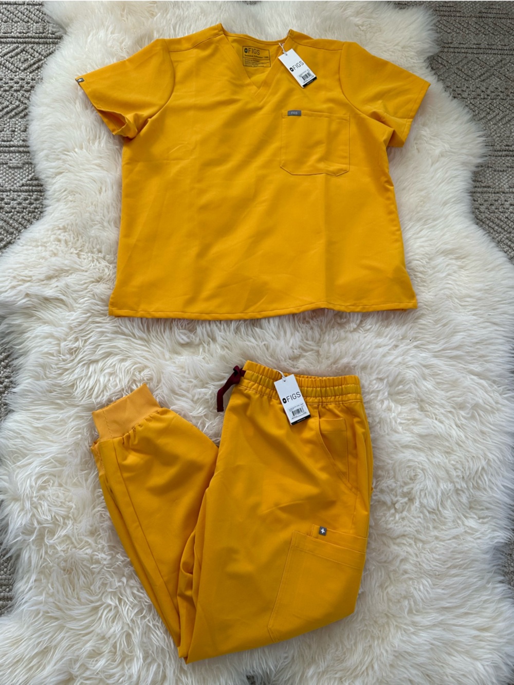 Figs Marigold Yellow Set Catarina Top Uman Relaxed Jogger NWT